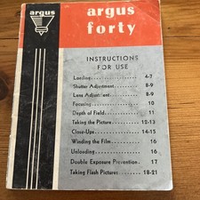 Original Camera Instructions/Manual: Argus Forty