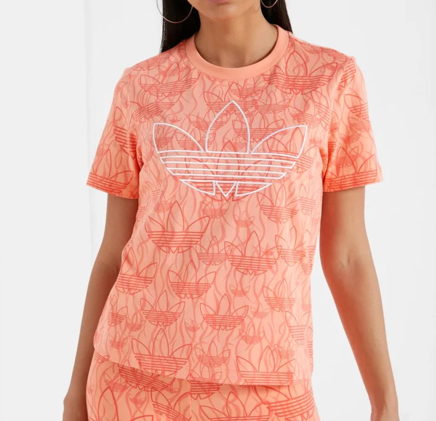 Women's adidas Originals Floral Print Trefoil Cropped Shirt Size XS Ec1876