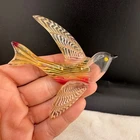 Vintage Lucite Bird Brooch Red Yellow Nice