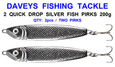 2 QUICK DROP SILVER FISH PIRKS 200g C-MG KAYAK BOAT SEA FISHING LURE COD POLLOCK