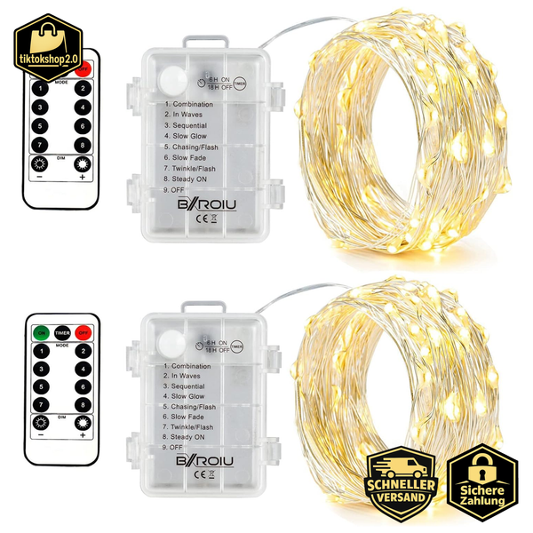 LED Lichterkette 5M 50 Leds Batterie Mit Fernbedienung Und Timer Deko-image