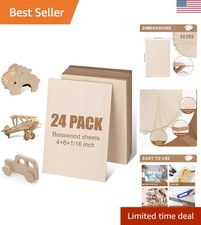 24Pack Basswood Sheets 4x6x1/16 Inch, Basswood for Laser Cutting  Engraving,...