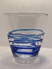 Pier 1 Two Tone Cobalt Blue Turquoise Applied Swirl Threads Clear Rocks Glass — photo 3