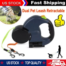 Multifunctional Reflective Dual Pet Retractable 360Swivel Dog Walking Leash US