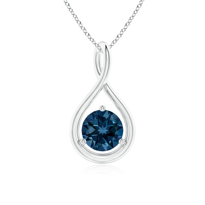 ANGARA 0,95 ct London Blautopas runde Form Anhänger Halskette in Sterlingsilber