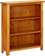 3-Tier Bookcase Solid Oak Wood - Brown, Rustic & Versatile Display Shelf, Durabl