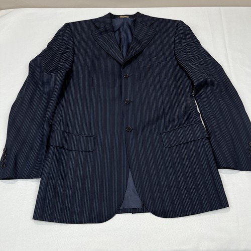 Mabro Italian Suit Men 42R Blue Pinstripe Super 120’s Loro Piana Italy Blazer - Picture 3 of 16