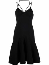 NWT Alexander McQueen Black Double Strap Fluted Mini Dress M US 6 MSRP $1990