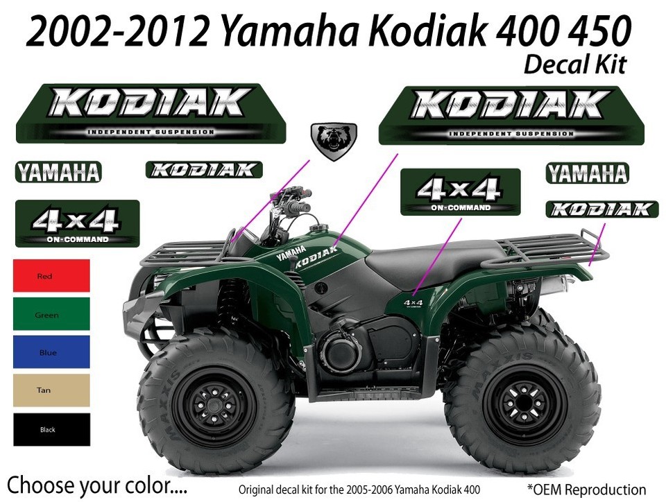 2006 Yamaha Kodiak 400 450 4X4 Emblem Oem Decal Graphics Sticker Kit