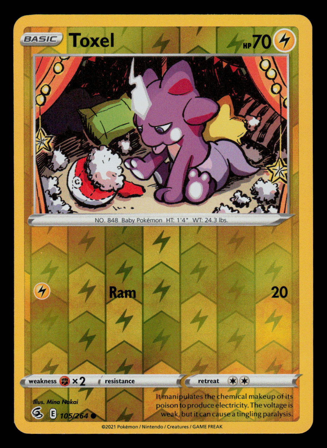 NM/EXC - Pokemon Toxel 105/264 Fusion Strike Reverse Holo Common