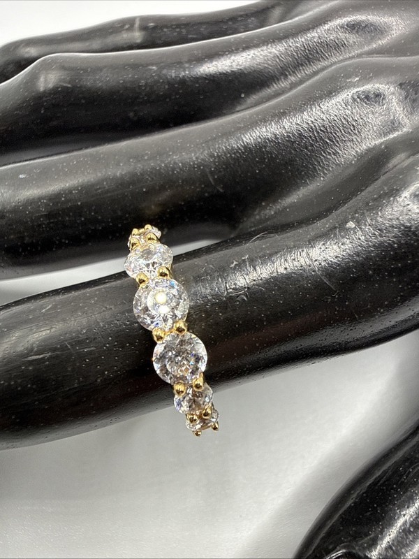 VTG BLING China 925 Sterling Silver Vermeil CZ Band Ring. Grams 3.1 . Size 6.25