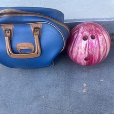 Bowling Equipment Vintage Leather Bag, Ebonite All -Star Bowling Set