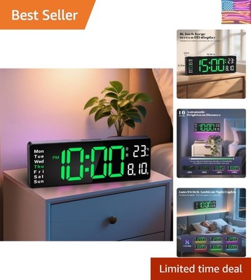 Digital Clock Large Display, 16'' Large Digital Wall Clock for Classroom, Led ...