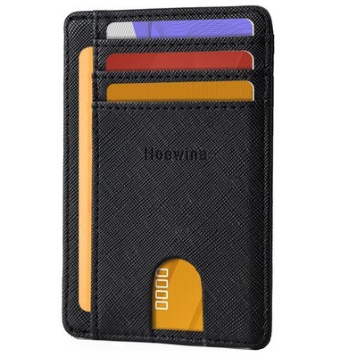 Hoewina Wallet for Men, Credit Card Holder, 4.45'' x 3'' x 0.15'', A-Cross Black 