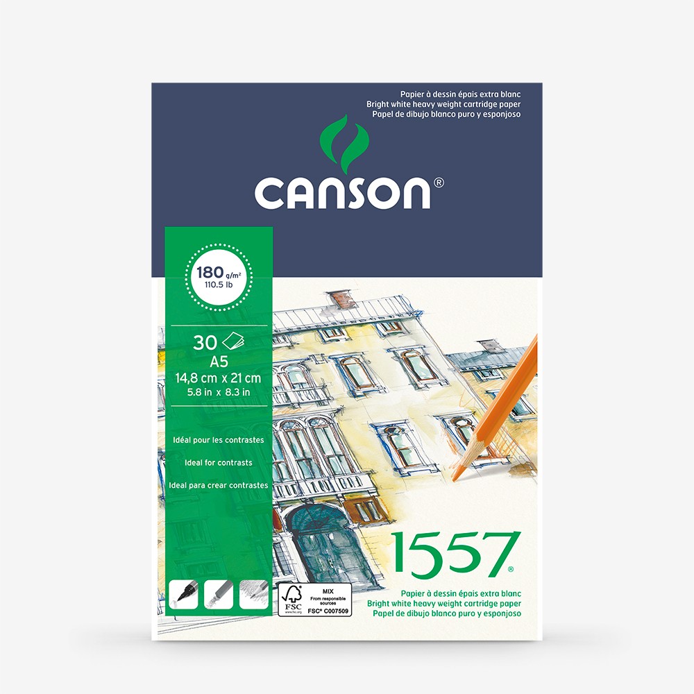 Canson : 1557 : Drawing Pad : 30 Sheets : 180gsm : A5