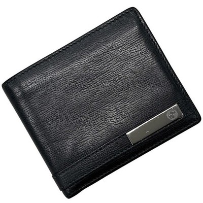 Gucci GG Leather Bi-Fold Wallet 255852 Black Vintage Coin Pocket Silver Hardware