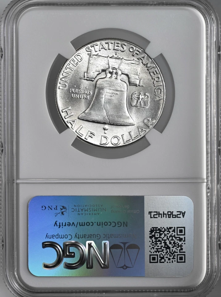 1948-D 50C FRANKLIN SILVER HALF DOLLAR FULL BELL LINES NGC MS64 FBL #8344592-021 - Image 4 of 4