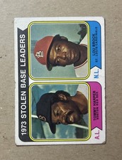 1974 Topps Baseball Stolen Base Leaders Tommy Harper Lou Brock Card #204