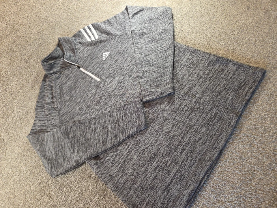 Mens ADIDAS GOLF Active Fleece MEDIUM 1/4 Zip Pullover Performance Gray Shirt - Image 4 of 4