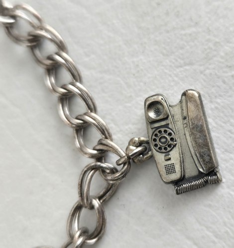 Vintage CTO STERLINGSILBER Telefon Charms & Sanduhr Bettelarmband 21 Gramm - Bild 3 von 15