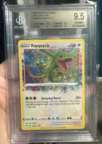 Pokemon Vivid Voltage Rayquaza 138/185 Amazing Rare Card BGS 9.5 (Two 10 Subs)