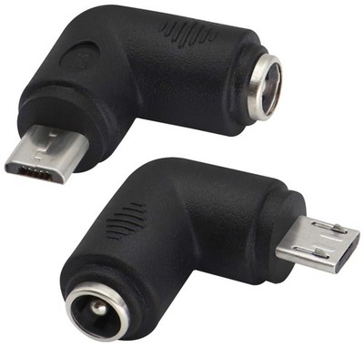 2 PCS 90 Degree DC 5.5x2.1mm To Micro USB 5V DC Power Adapter Connector