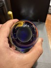 Vintage Art Glass Clear Paperweight Aqua Blue Yellow Red Swirl — photo 6