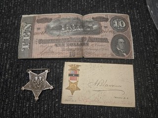 Civil War GAR Medal Confederate Currency Stationary CIVIL WAR HISTORICAL LOT