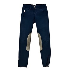 The Tailored Sportsman Riding Breeches Navy Knee Patch Ankle 2-Button 24