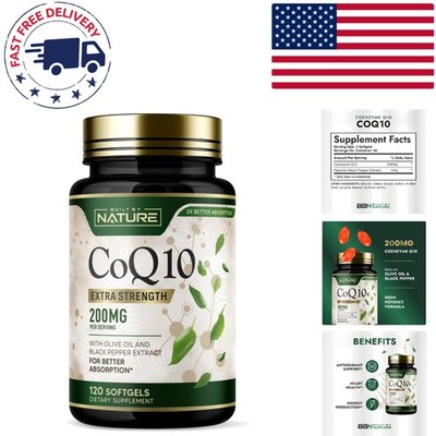 Antioxidant CoQ10 200 mg   Boost Heart Health & Energy in 120 Easy Softgels