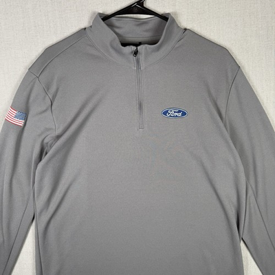 #ad North Face Pullover Mens Large Gray Quarter Zip Performance Ford Motor Company $35.99