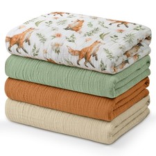 Muslin Swaddle Blankets for Newborn, 4 Pack Breathable Soft Receiving Blanket...