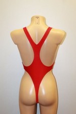 Women Thong One-piece Leotard 202-07 Racerback Red Spandex Size M