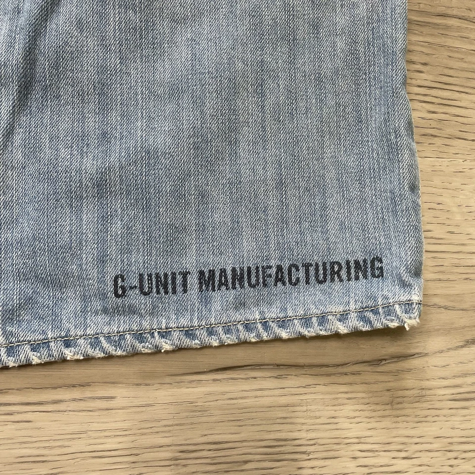 Shorts jeans vintage Y2K unidade G masculino tamanho 38 longo folgado skatista grunge 50 centavos - Imagem 2 de 4