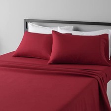 Lightweight Super Soft Easy Care Microfiber 4 Piece Bed Sheet Queen Burgundy