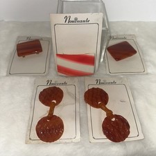 Vintage NOS Nouveaute Plastic Lucite Belt Buckles On Card Stock Lot Of 5