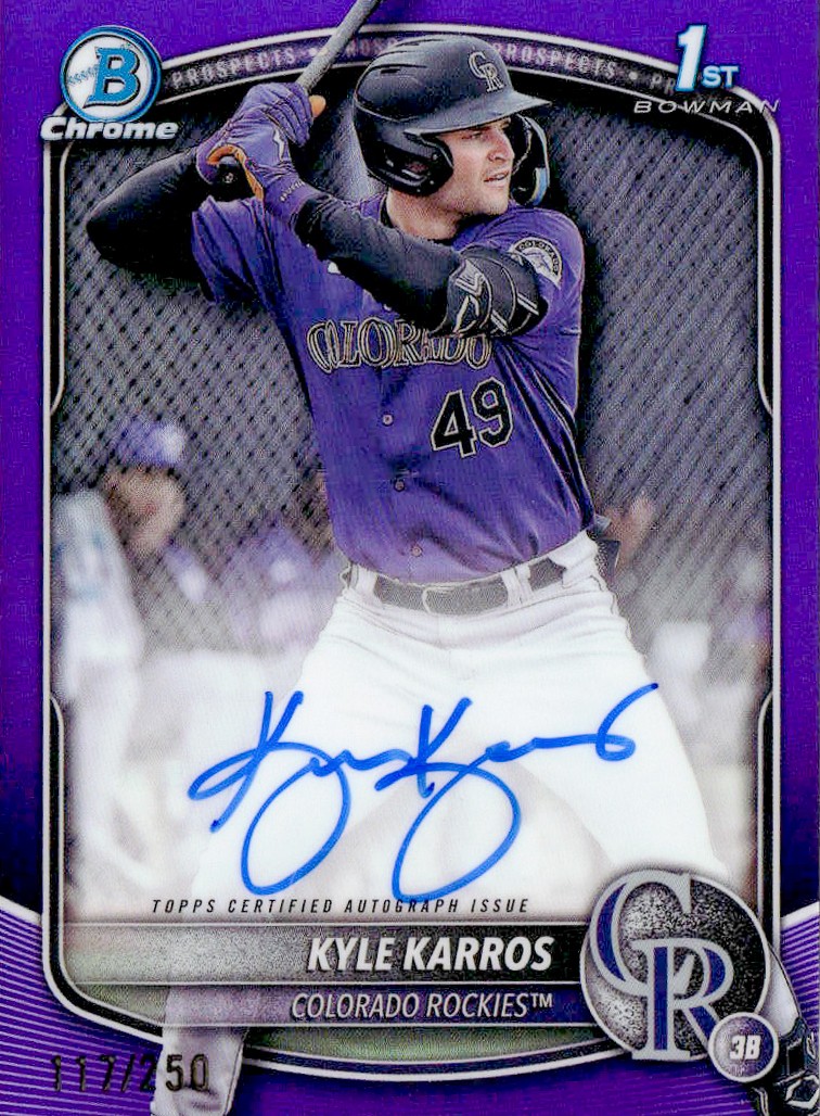 2025 Bowman Chrome #CPA-KK Kyle Karros Prospect Autographs Purple 117/250
