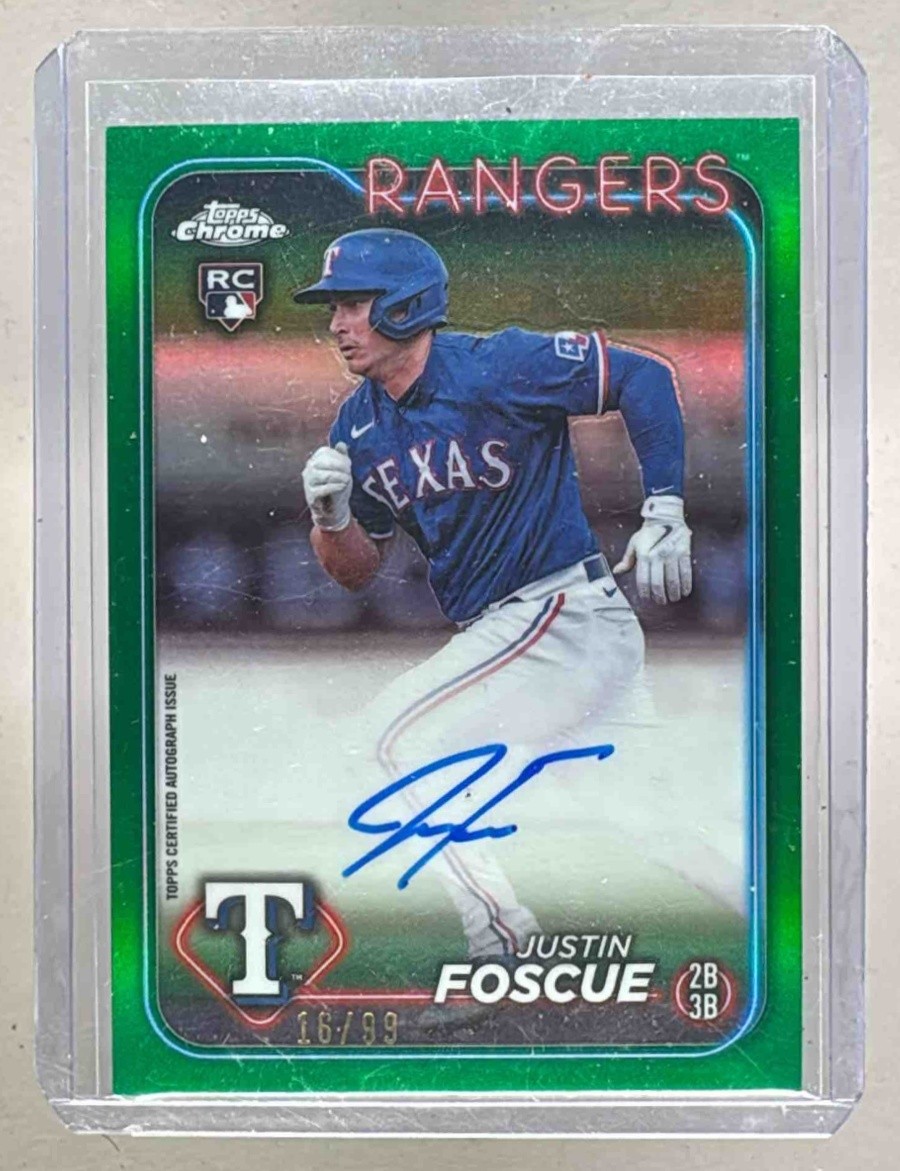 Justin Foscue 2024 Topps Chrome #RA-JF Green Refractor Rookie Auto RC /99