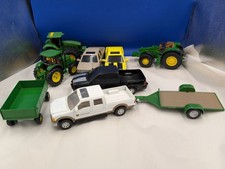 9 Piece John Deere Toy Lot Farm Trucks Tractors Trailers ERTL Black Brown Yellow