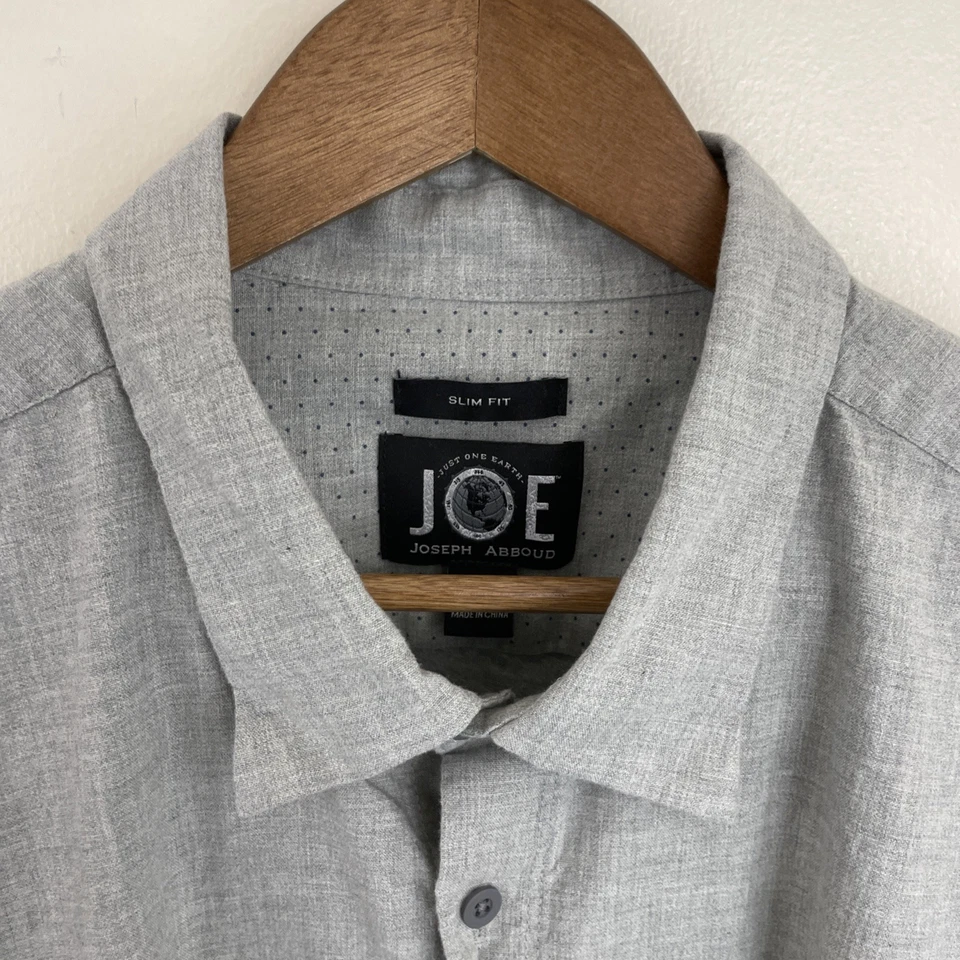 Camisa Joseph Abboud Dos Telas Para Hombres 2XL XXL Delgada Gris Manga Larga Con Botones Foto 4 de 4