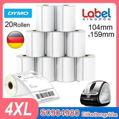 20x Etiketten kompatibel zu Dymo S0904980 weiß (220 XL-Etiketten, 104 x 159 mm)