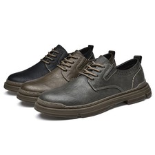 Men's Oxford Shoes Outdoor Low-top Lace Up Leather Round-toe Casual Shoes