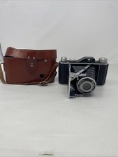 Vintage Pho-Tak FOLDEX 20 Folding Film Camera Untested With Leather Case