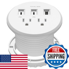 Lider Pd 65W Gan Technology Desktop Power Grommet Power Delivery Usb-A And 2