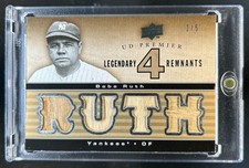 2008 Upper Deck Premier Babe Ruth Legendary Remnants Quad Bat Silver #/5 Yankees