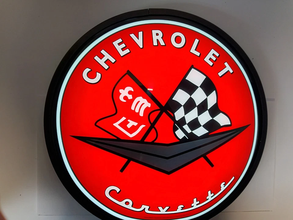 Chevrolet Corvette Lighted Flags 16" Sign Domed GM Racing Flags - Image 2 of 4