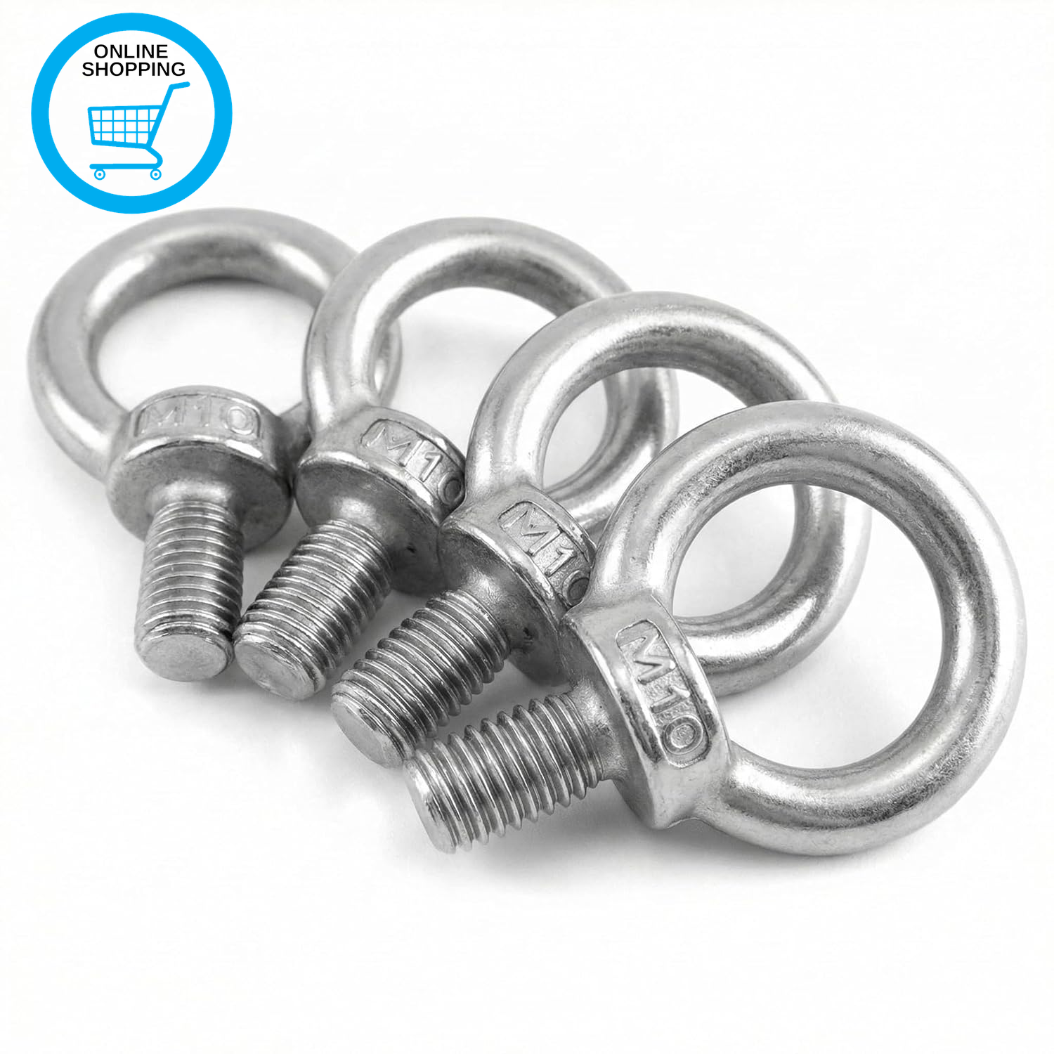 ® 4PCS M10 Eye Bolts - 200KG - 304 Stainless Steel Male Thread Lifting Ring Eye