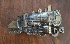 VTG 1980 The Great American Buckle Company Chicago Train Brass Blet Buckle