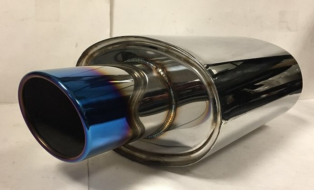 4/" Rainbow Burnt Tip Carbon Fiber Weld-On Exhaust Muffler 2.5/" Inlet Universal 5