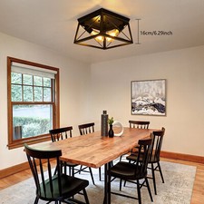 Farmhouse Flush Mount Ceiling Light Fixture for Indoor, Outdoor Porch, Black